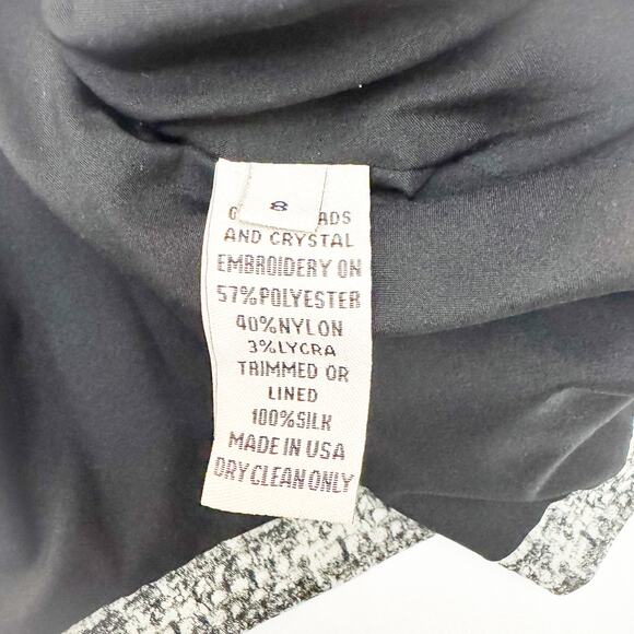 Lela Rose Embellished Black White Metallic Trimmed Plaid Blazer Jacket Size 8 - Picture 3 of 5